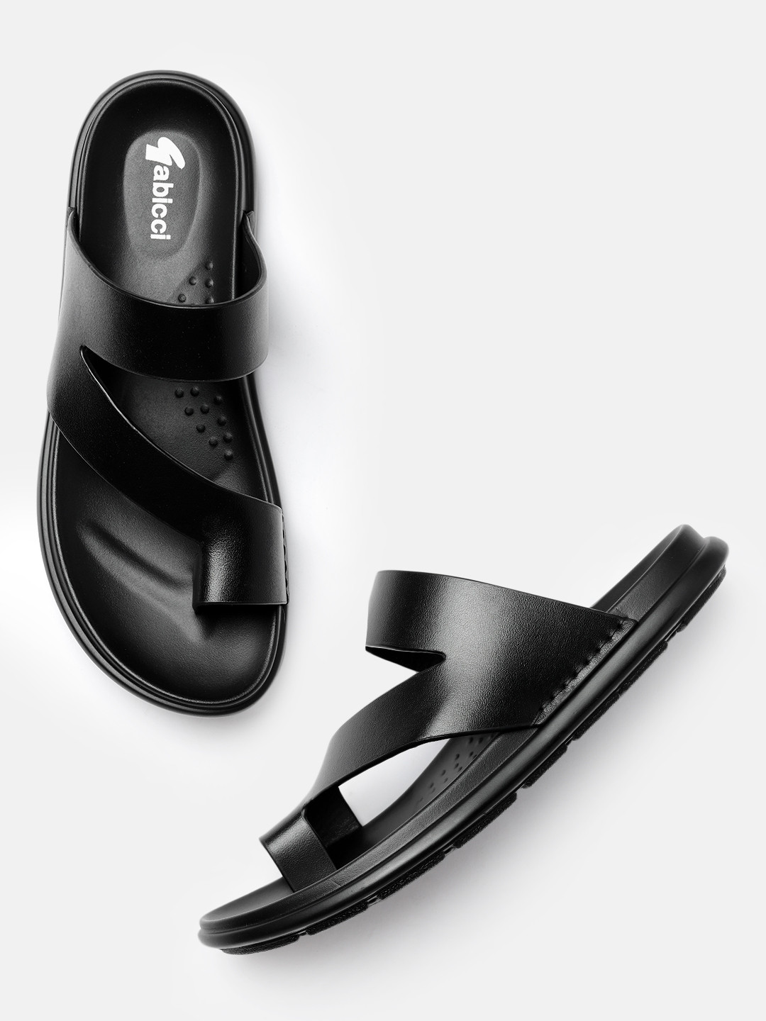 Buy GABICCI Men Black Leather Comfort Sandals - Sandals for Men 18893794 | Myntra