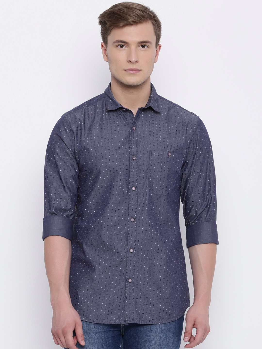 Buy John Miller Hangout Men Purple Slim Fit Printed Casual Shirt