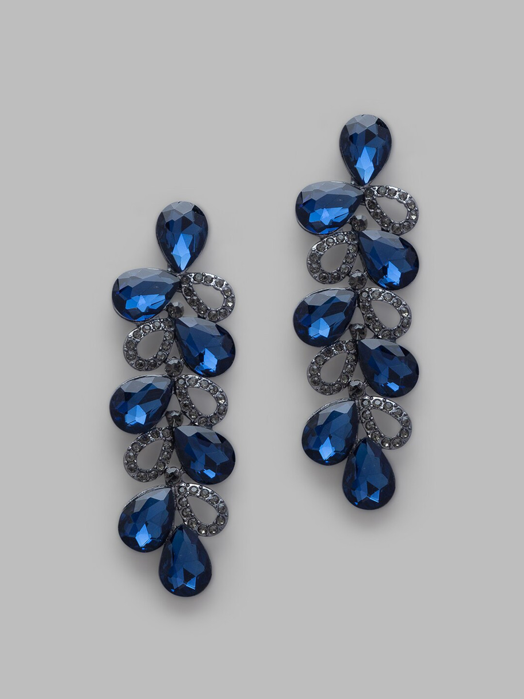 Buy Globus Gold Plated Navy Blue Stone Studded Contemporary Drop