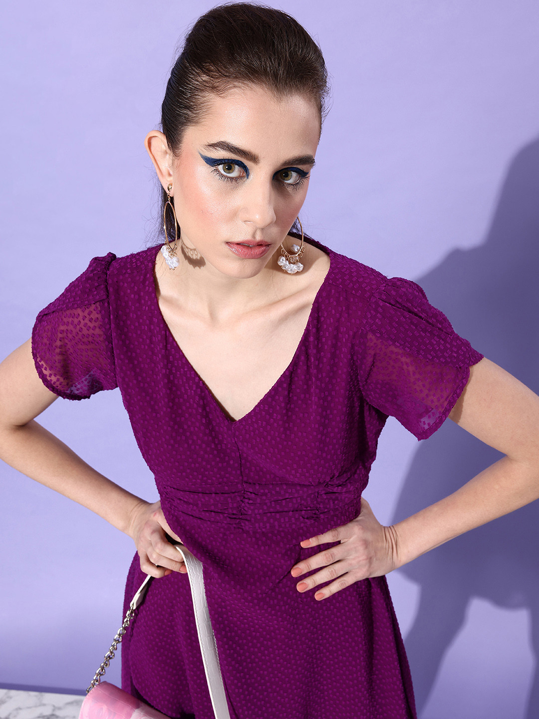 Buy DressBerry Bold Magenta Dobby Preppy College Cool Vacay Attire