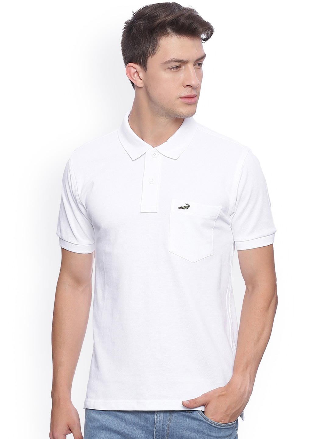 Buy Crocodile Men White Solid Polo Collar T Shirt - Tshirts for Men ...