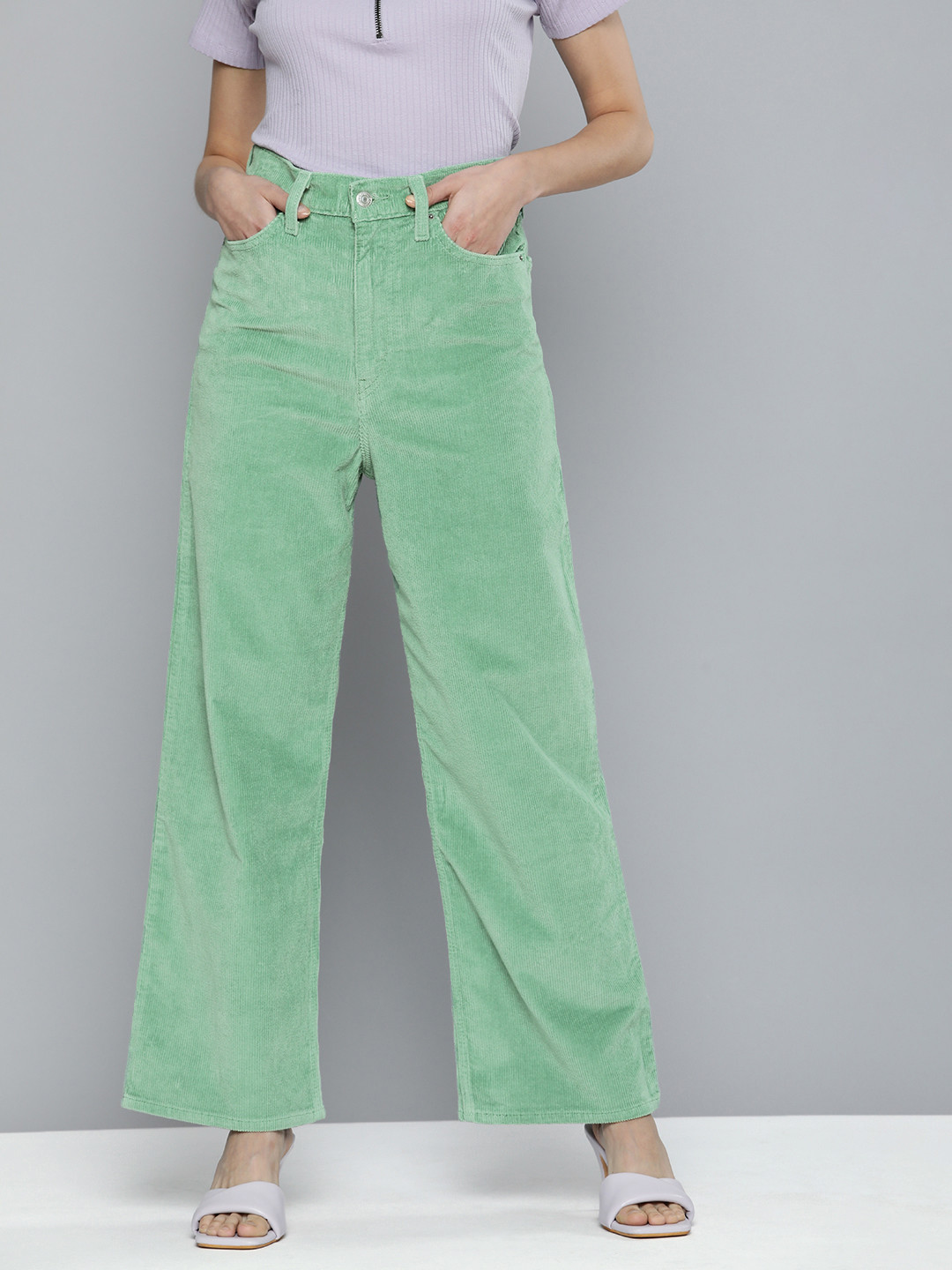 Buy Levis Women Green Relaxed Fit Corduroy High Rise Jeans Jeans for
