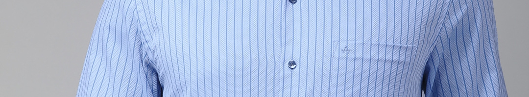 Buy Arrow Men Blue Manhattan Slim Fit Striped Pure Cotton Formal Shirt ...