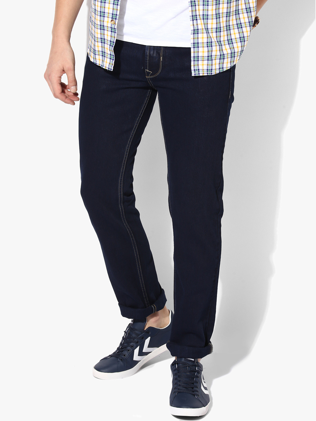 Buy Peter England Men Navy Blue Slim Fit Mid Rise Clean Look Jeans