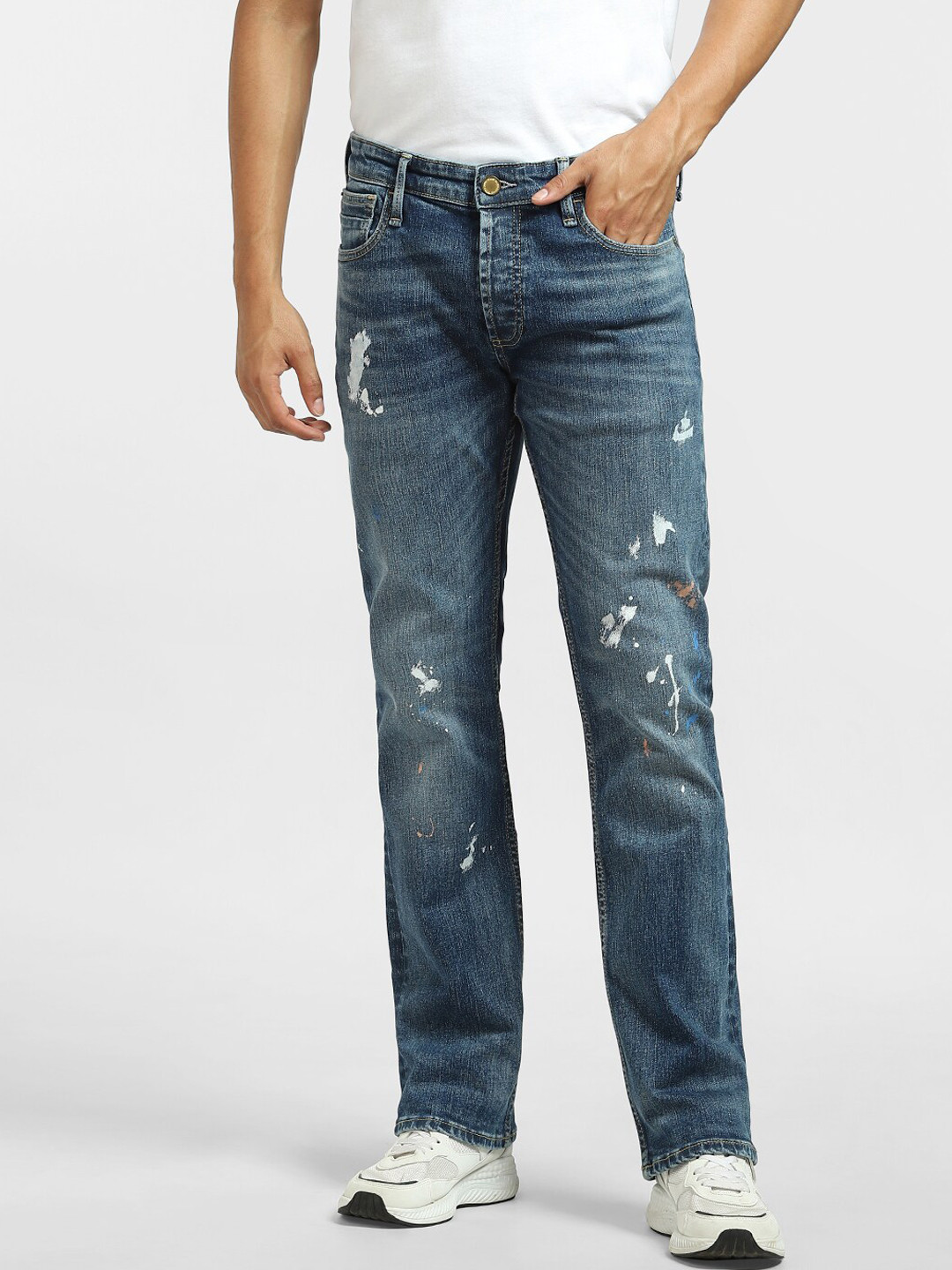 Buy Jack & Jones Men Blue Low Rise Low Distress Heavy Fade Stretchable