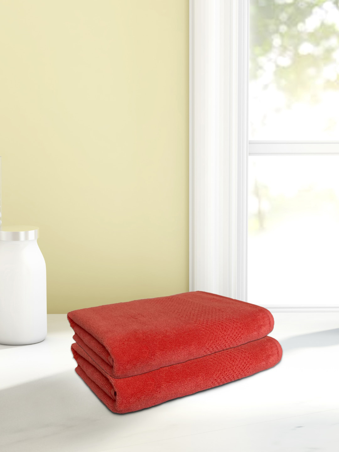 Buy SPACES Set Of 2 Red Solid Cotton 450 GSM Hand Towels Hand Towels for Unisex 18907390 Myntra