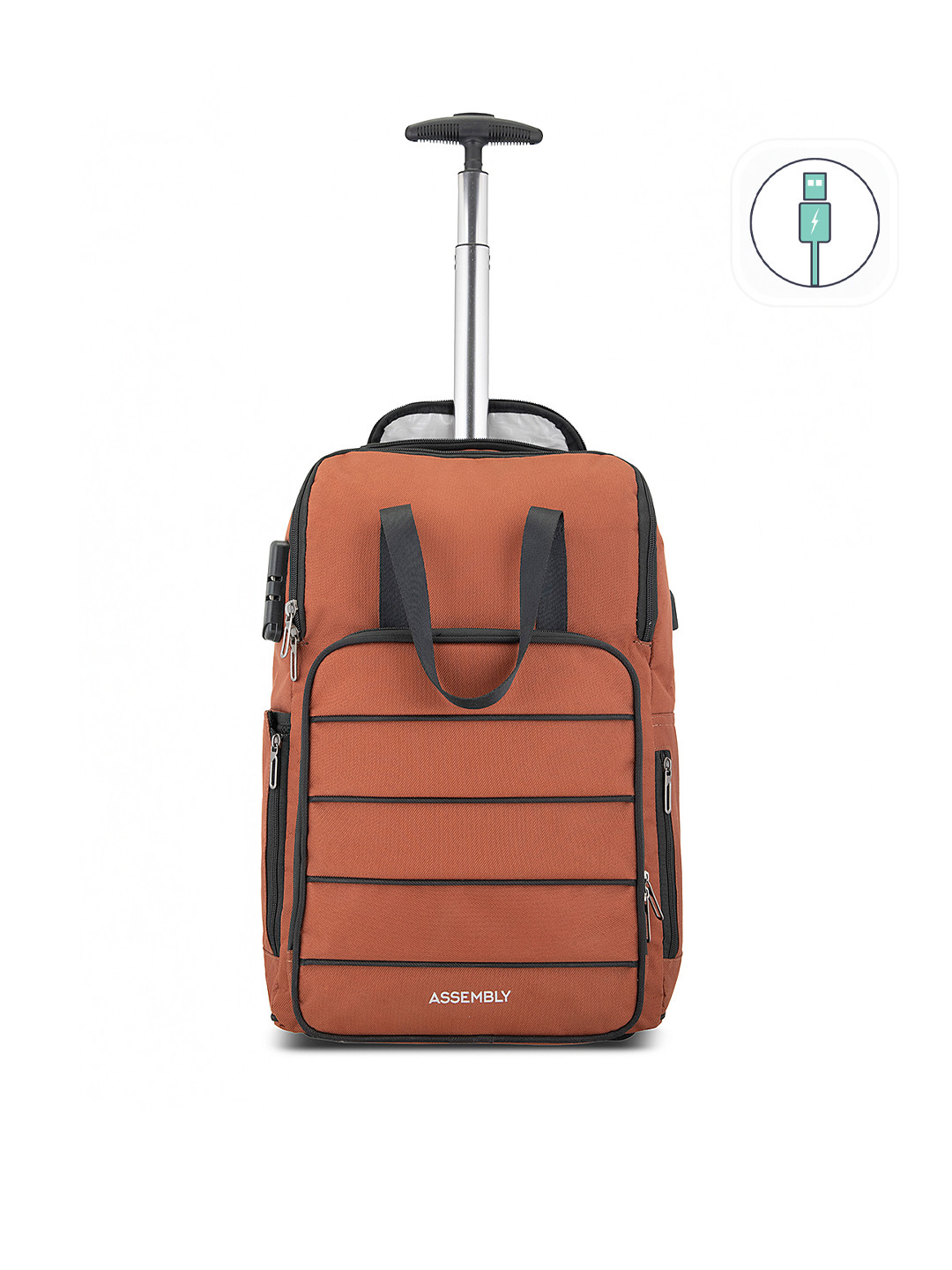Buy Assembly Unisex Rust Black 15 Inch Laptop Trolley Bag With USB