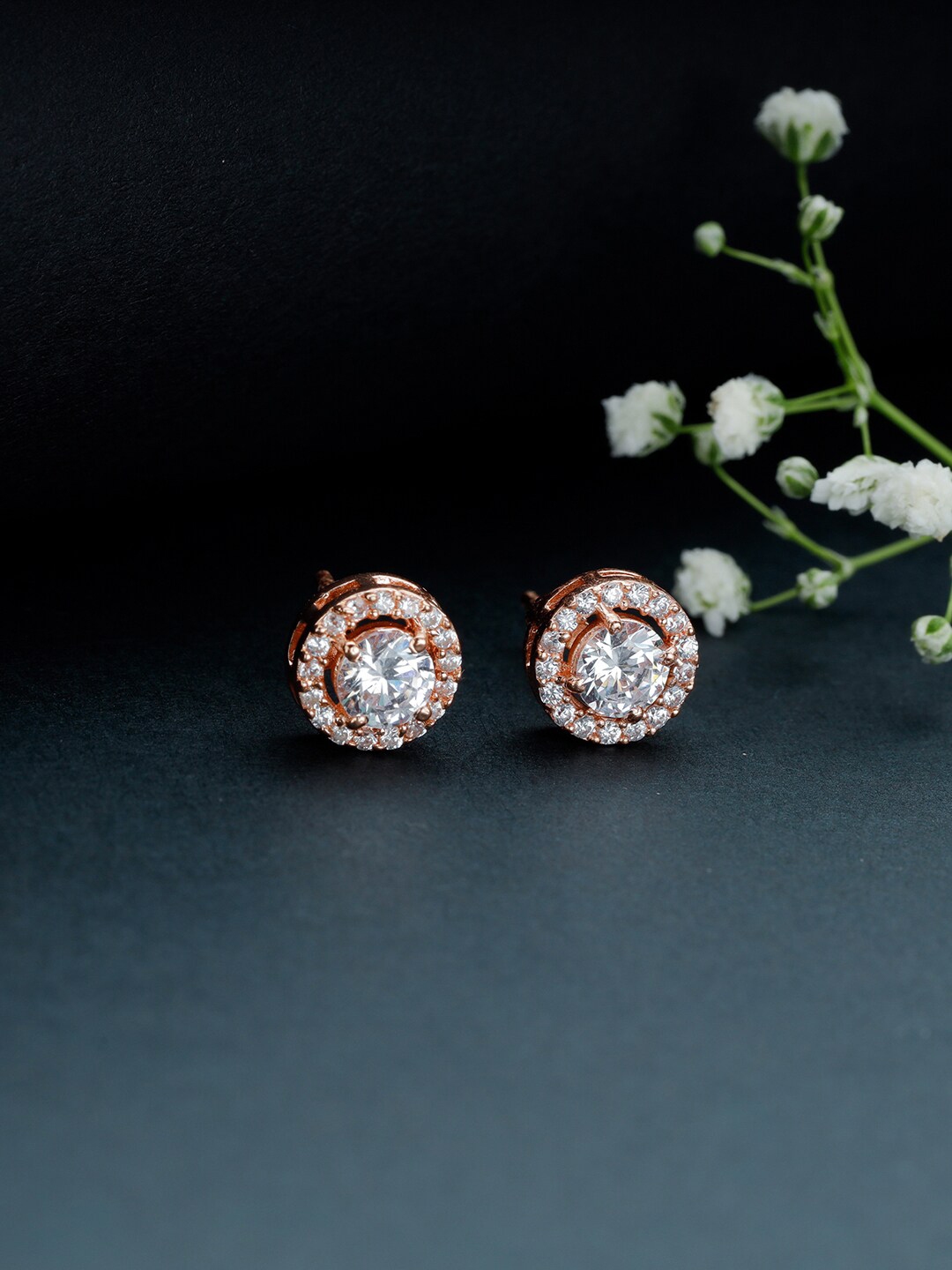 Buy GIVA 925 Sterling Silver Rose Gold Contemporary Studs Earrings ...