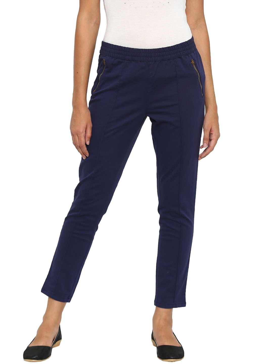 navy coated jeggings