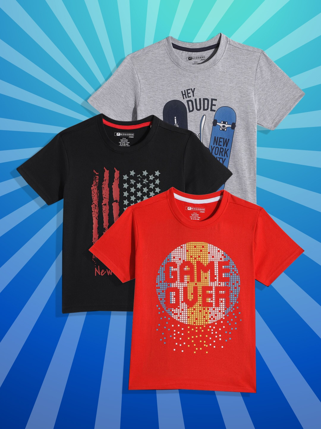 Buy Ruggers Junior Boys Pack Of 3 Printed T Shirts Tshirts for Boys