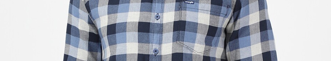 Buy Wrangler Men Blue Slim Fit Checked Casual Shirt - Shirts for Men ...