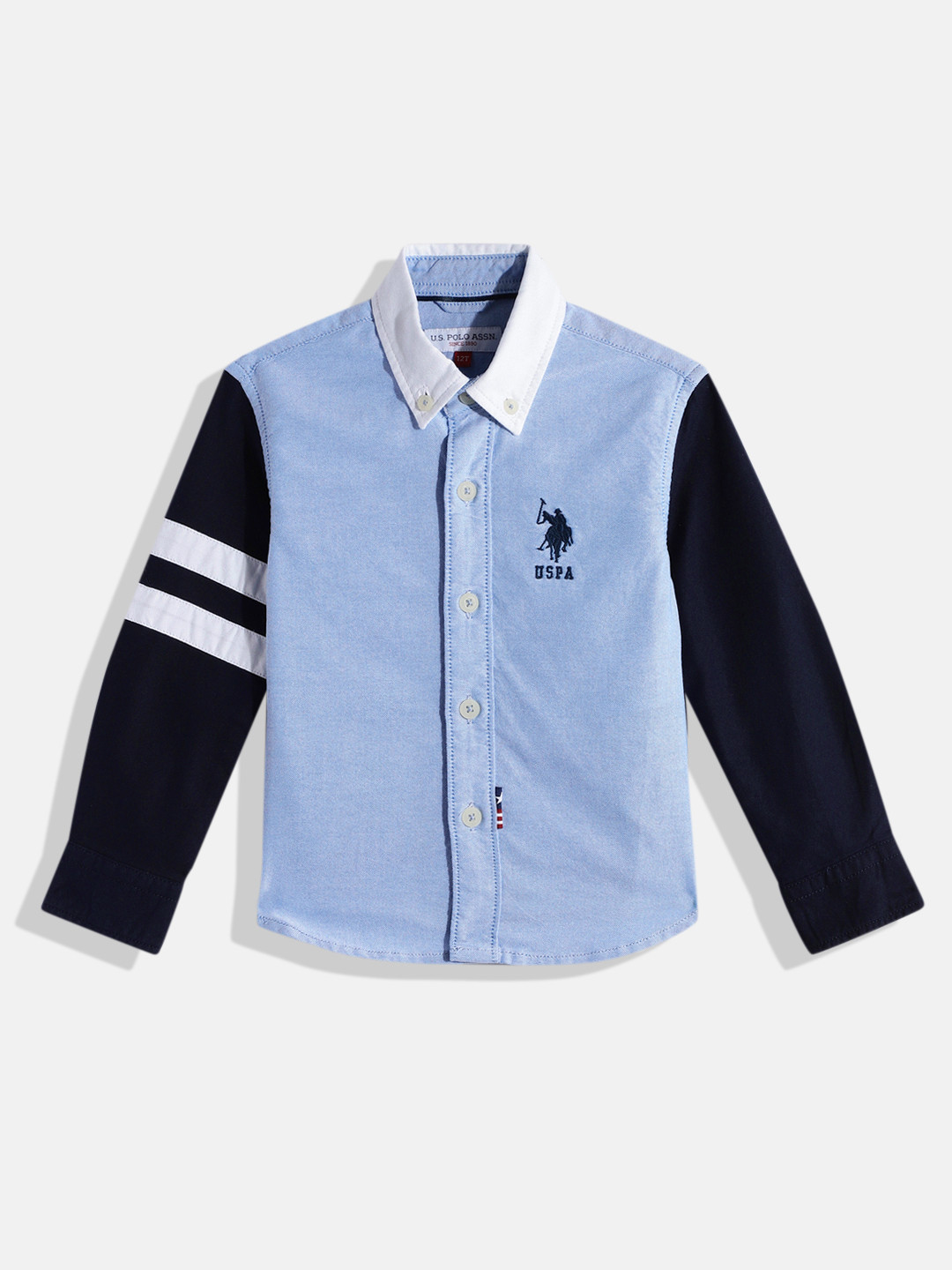 Buy U.S. Polo Assn. Kids Boys Blue Solid Pure Cotton Casual Shirt