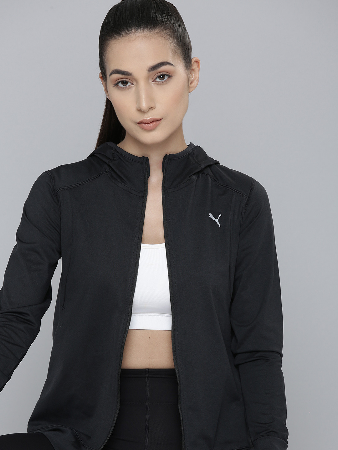 Buy Puma Women Black Solid Training Or Gym Sporty Jacket Jackets for