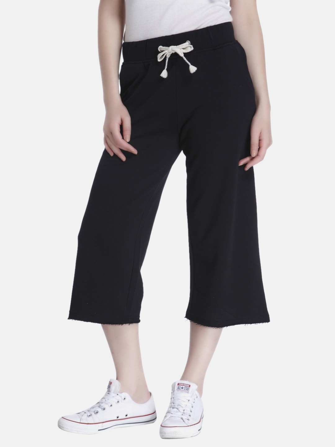 Buy ONLY Women Black Regular Fit Solid Culottes - Trousers for Women ...