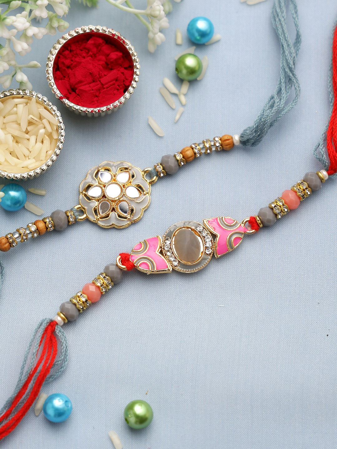 Handmade Thread & Bead Work Rakhi (Set of 2) 38