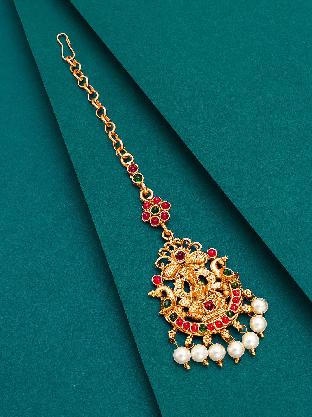 Buy Aadita Gold Plated Kundan Studded Maang Tikka Head Jewellery Head