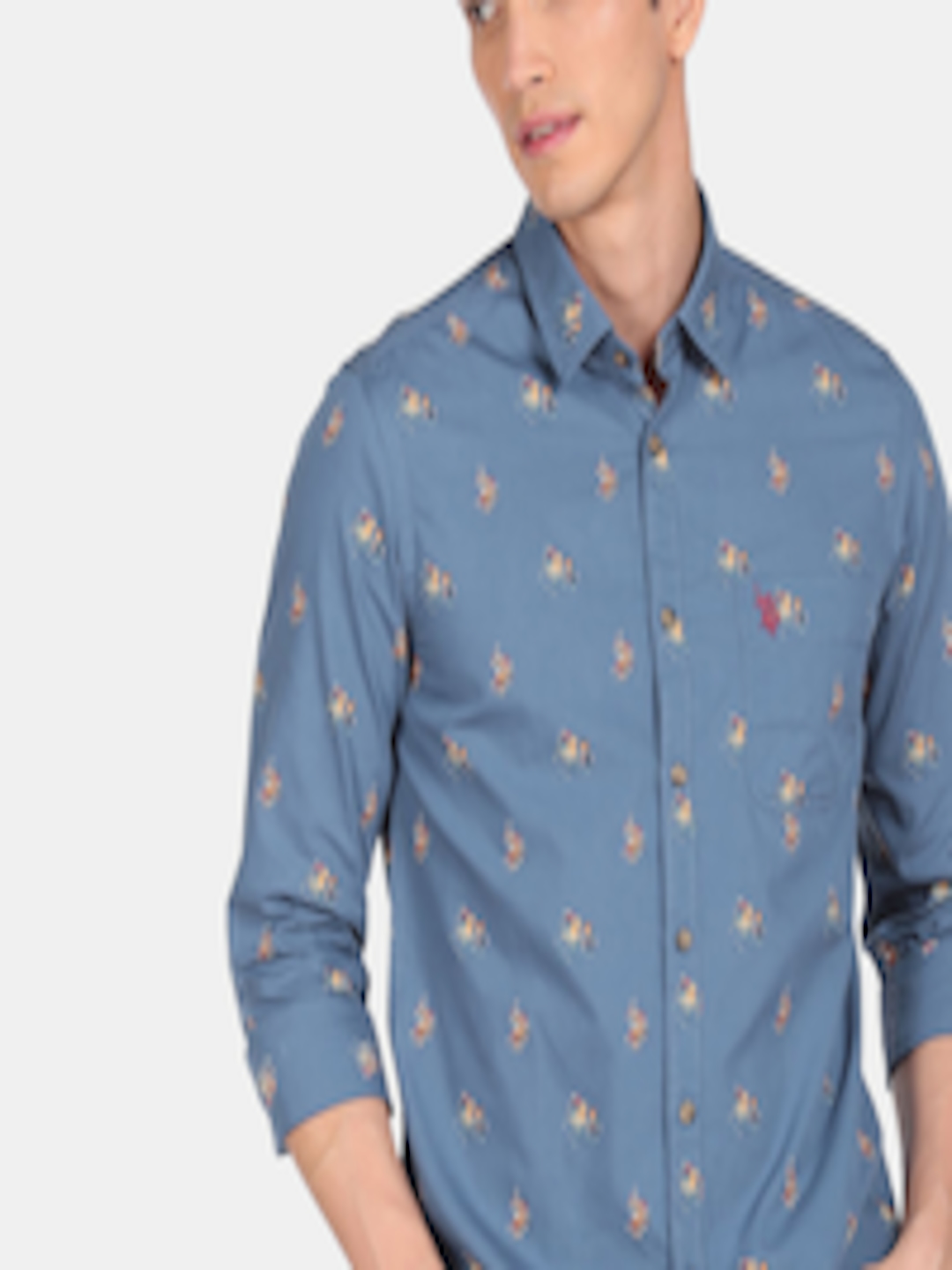 Buy U.S. Polo Assn. Denim Co.Men Blue Printed Casual Shirt - Shirts for ...