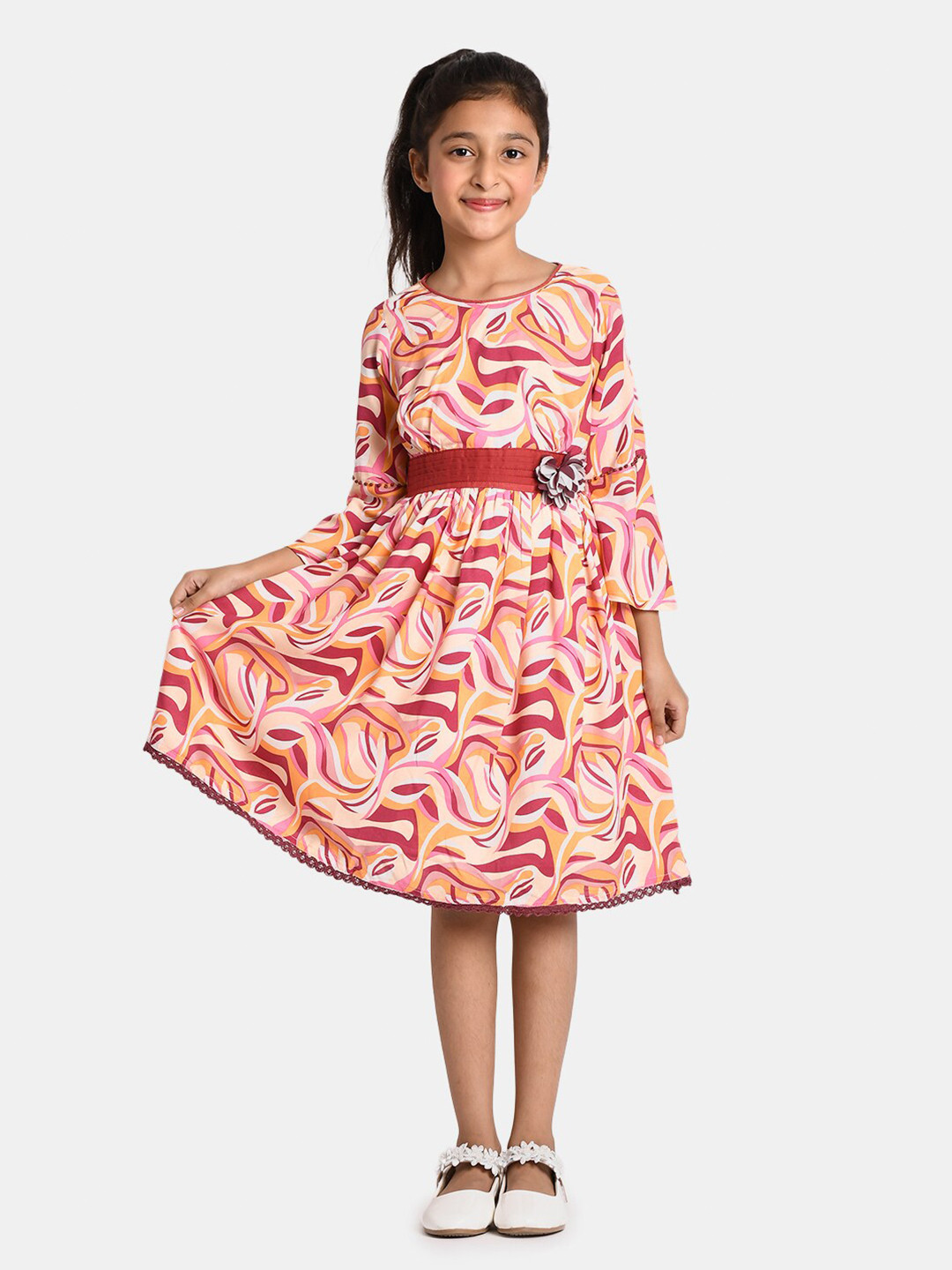 Buy Bella Moda Girls Orange Floral Dress Dresses for Girls 18930054