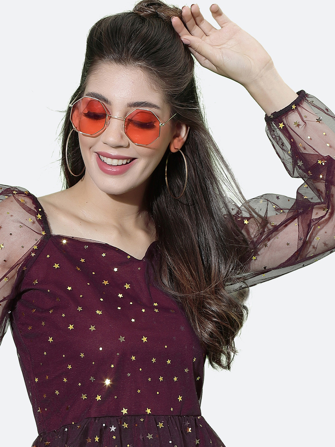 Buy Selvia Maroon Floral Net A Line Dress Dresses for Women 18942752 Myntra