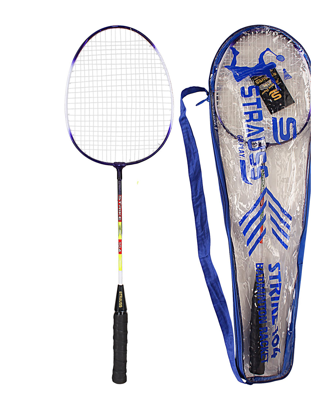 Buy STRAUSS Kids White & Blue Solid Strike 104 Badminton Racquet