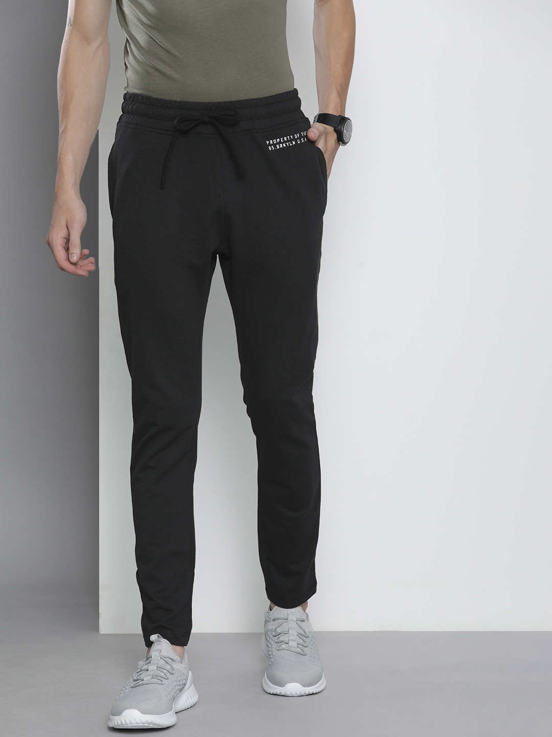 Buy The Indian Garage Co Men Black Solid Slim Fit Track Pants Track