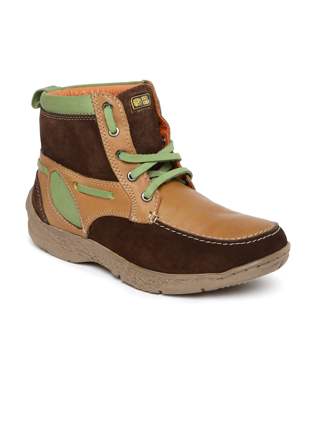 Buy Red Chief Men Brown Colourblocked High Top Boots Boots for Men