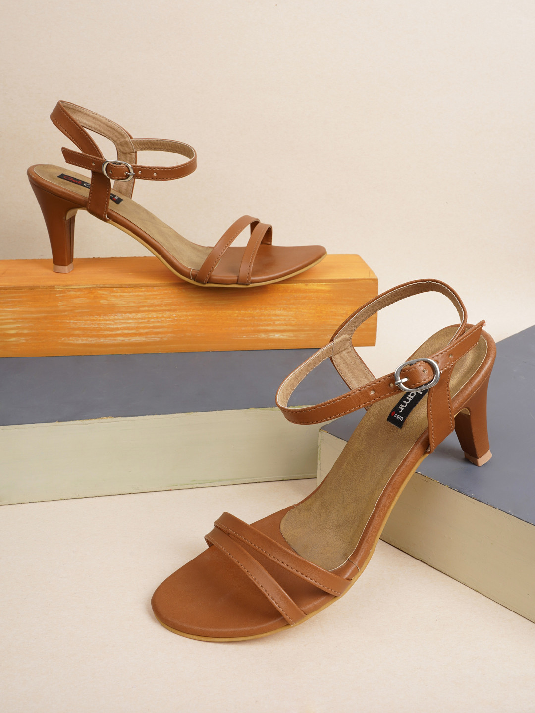 Buy Get Glamr Women Tan Brown Solid Heels Heels for Women 1895190