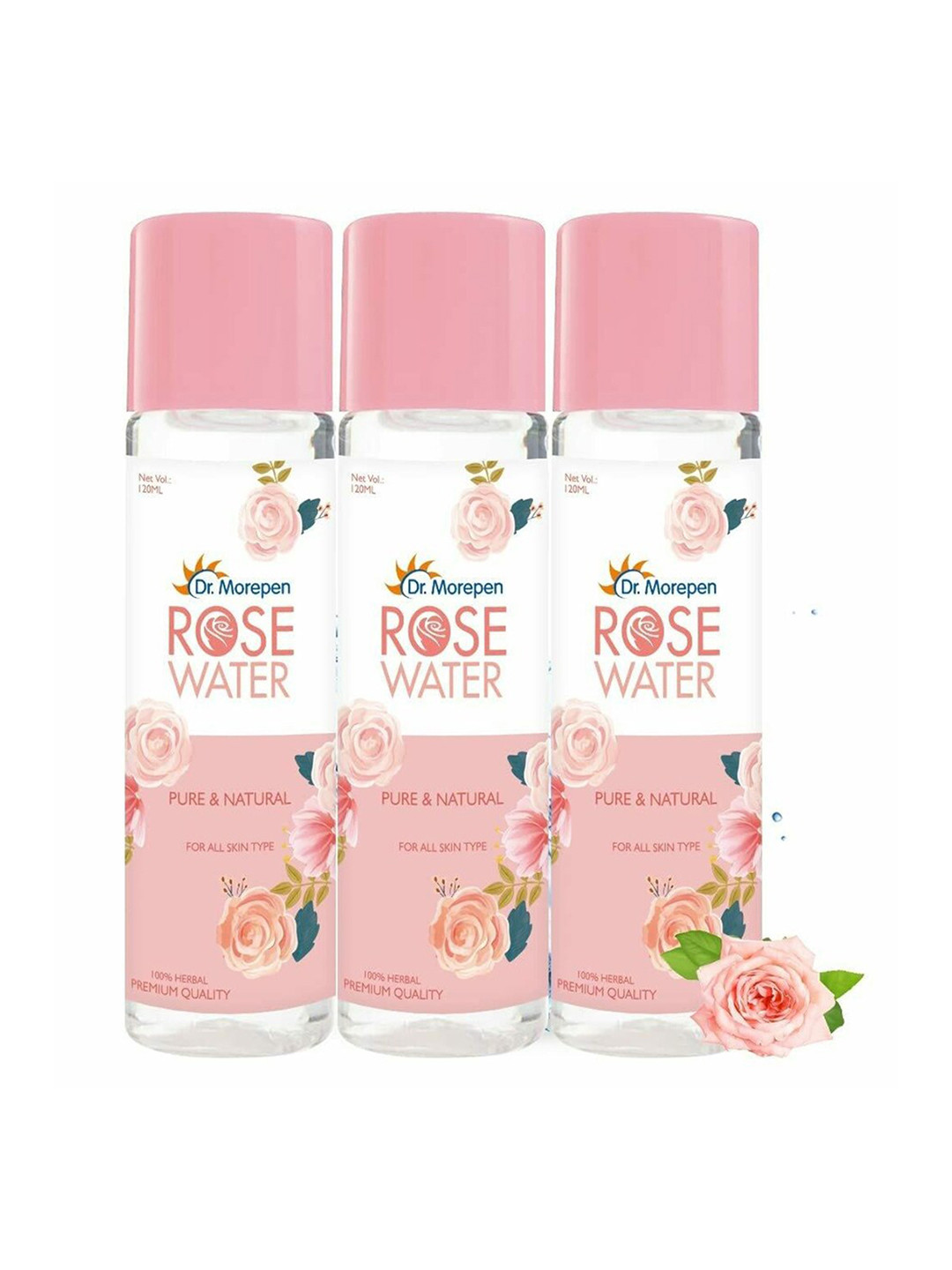 Buy Dr. Morepen Set Of 3 Pure & Natural Rose Water Face Toner For All
