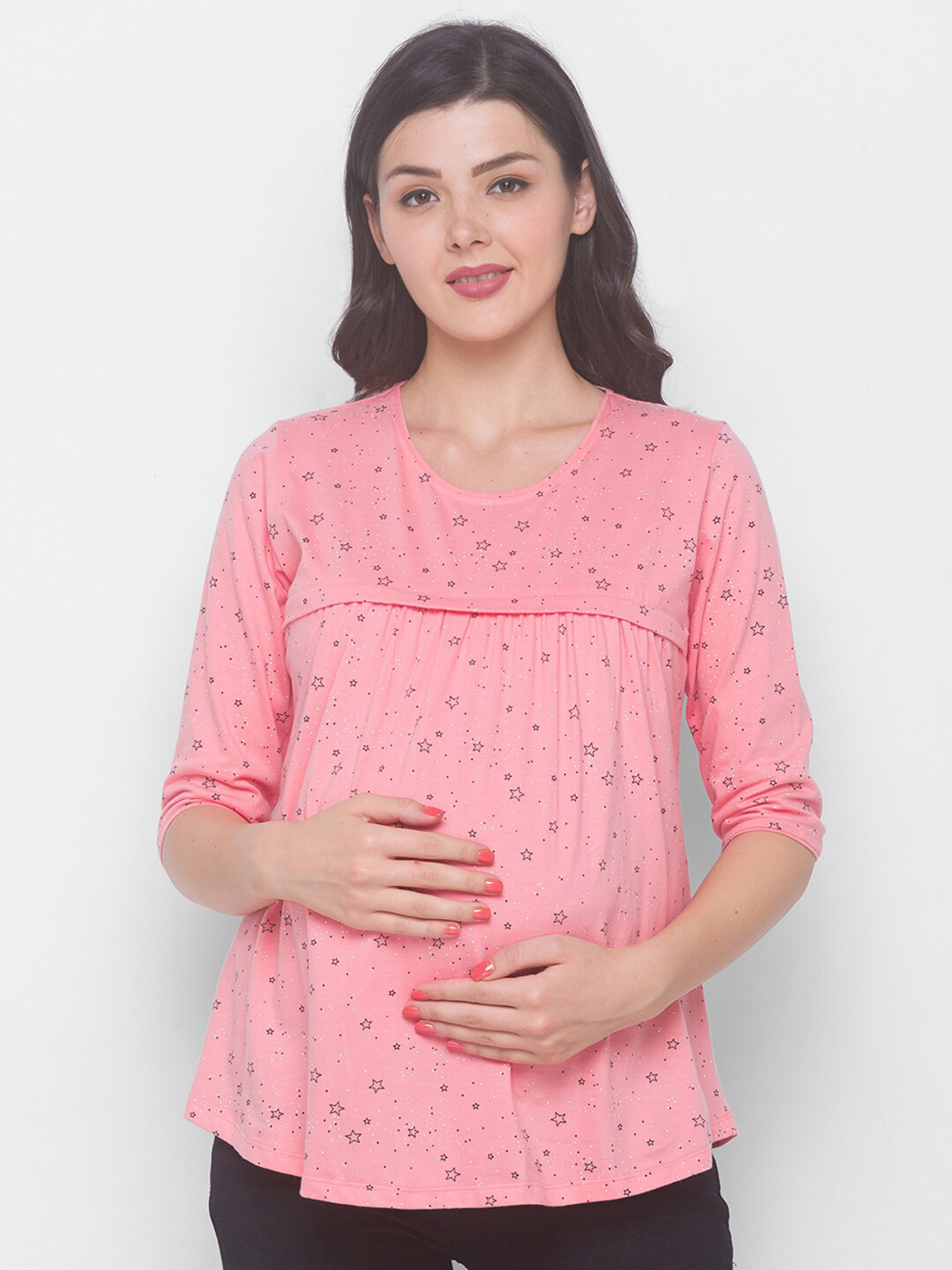 Buy AV2 Women Peach Printed Maternity Feeding Top - Tops for Women 18954306 | Myntra