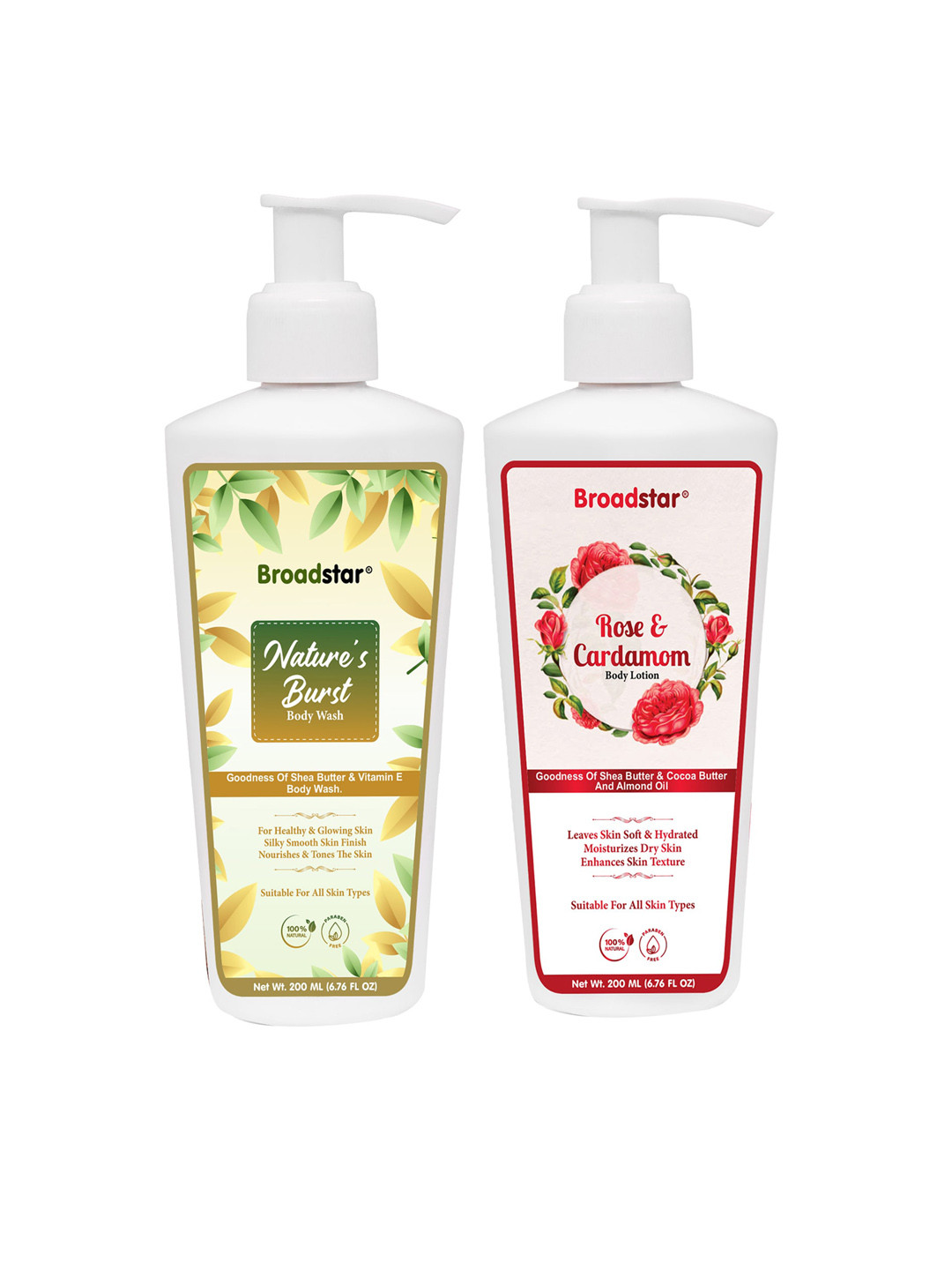 Buy BROADSTAR Nature Burst Body Wash + Rose Cardamom Body Lotion Combos