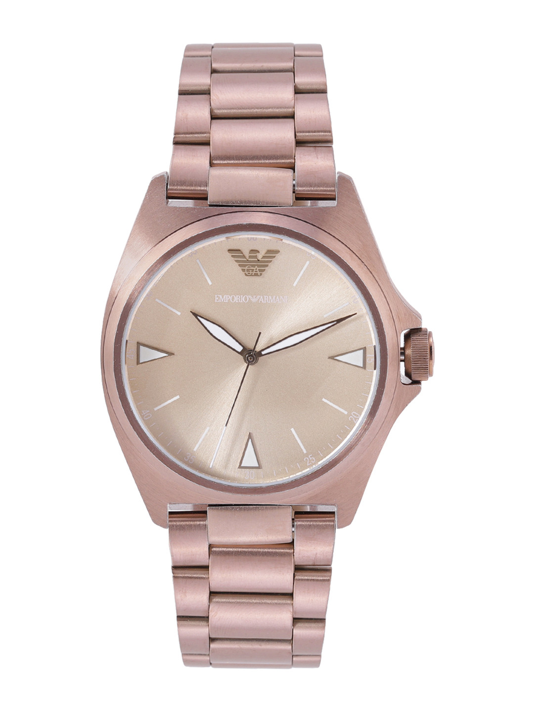 Buy Emporio Armani Men Muted Gold Toned Dial & Stainless Steel Straps