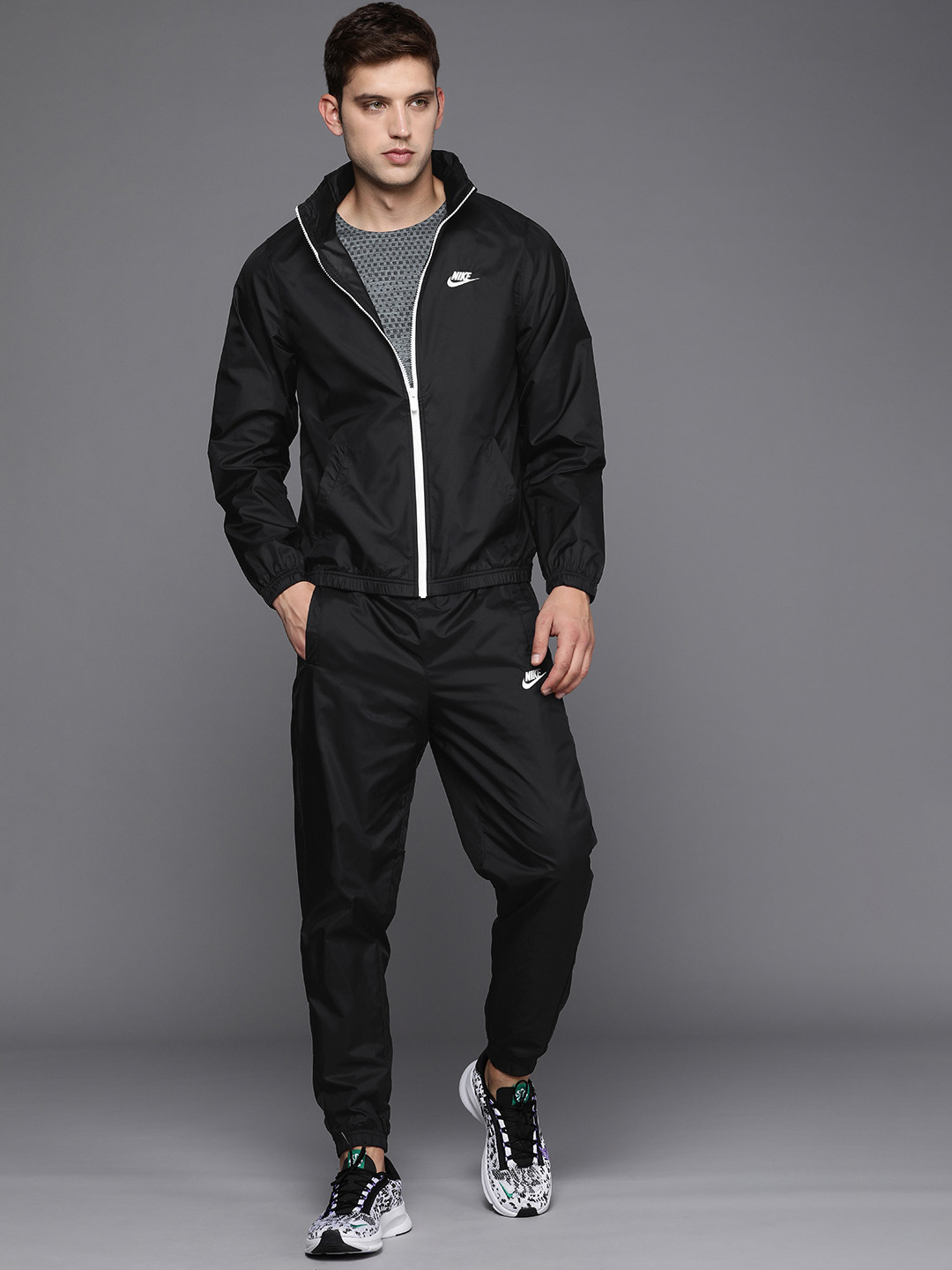 mens nike club tracksuit black