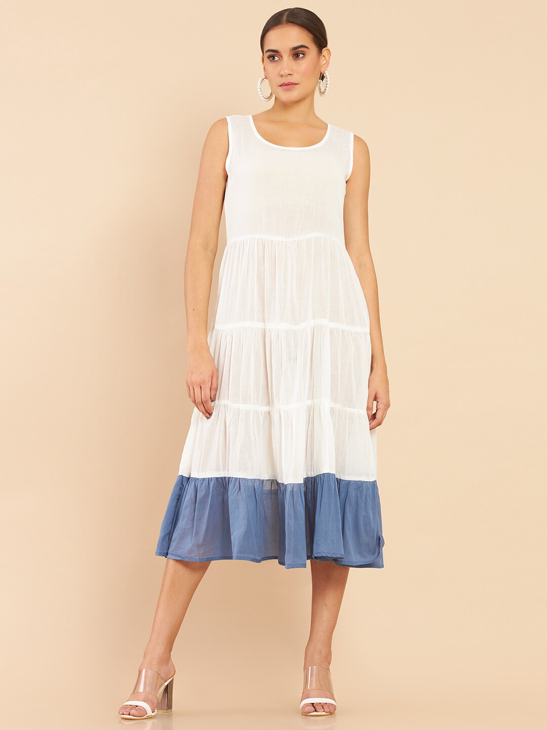 Buy Soch White & Blue Embroidered Midi Dress Ethnic Dresses for Women 18966542 Myntra