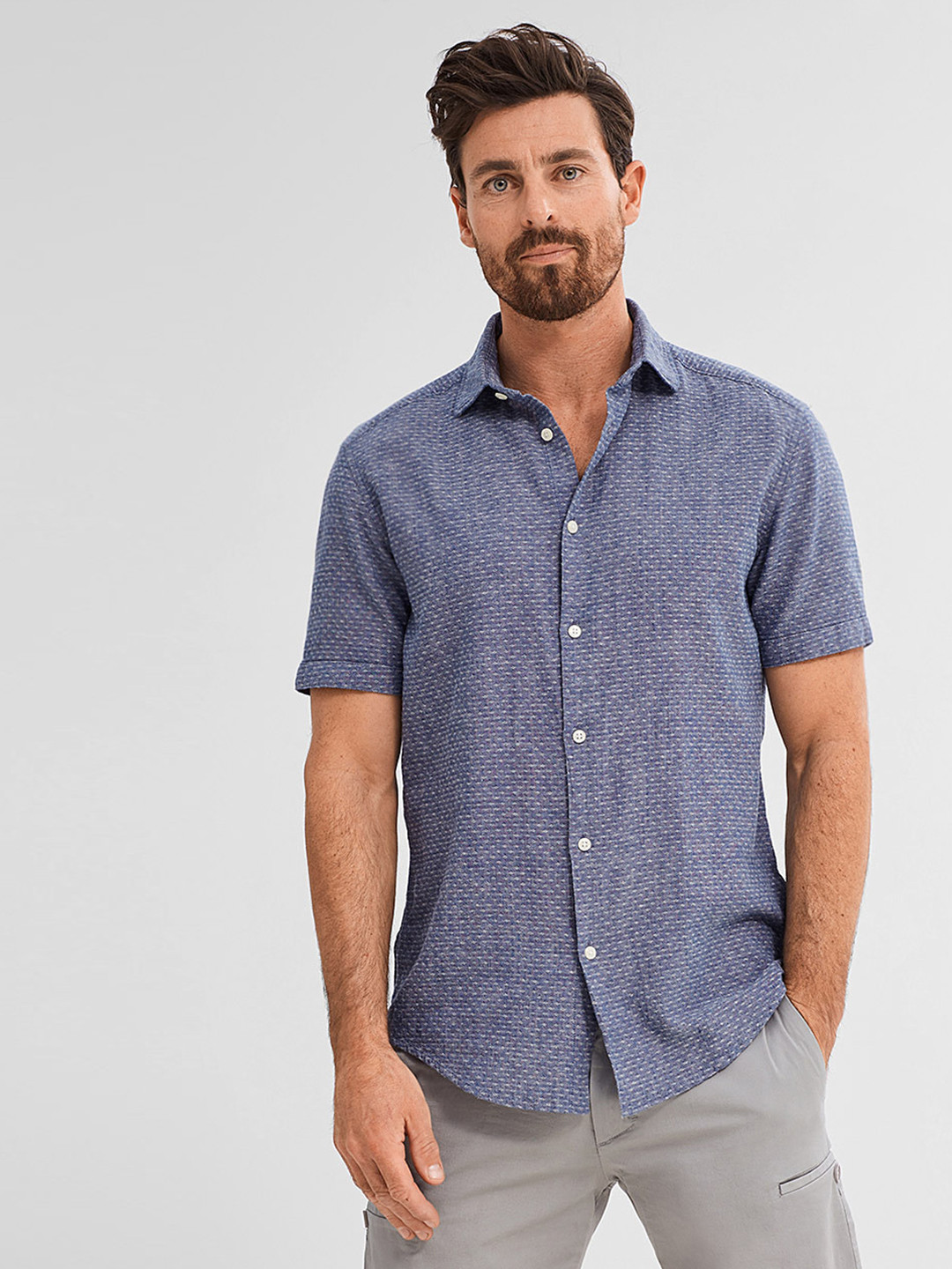 Buy ESPRIT Men Blue Self Design Casual Shirt Shirts for Men 1896905