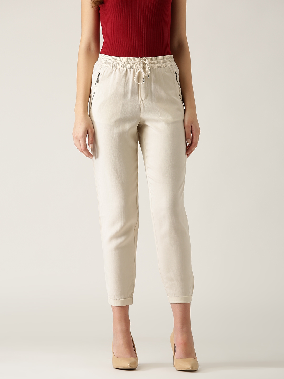 cream ladies joggers