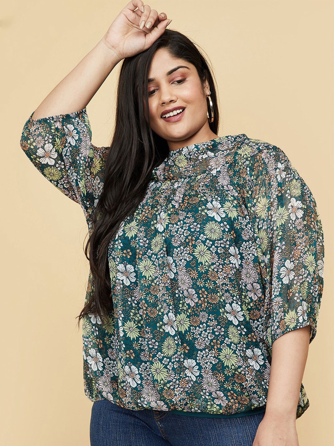 Buy Max Plus Size Women Green Floral Printed Top Tops For Women 18969614 Myntra