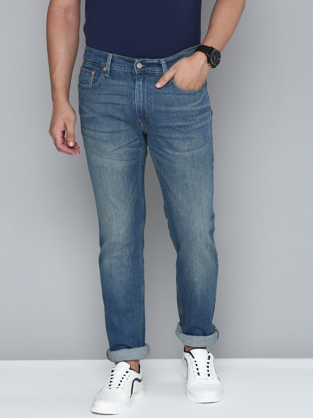 Buy Levis Men Blue 511 Slim Fit Heavy Fade Stretchable Jeans Jeans For Men 18973902 Myntra 