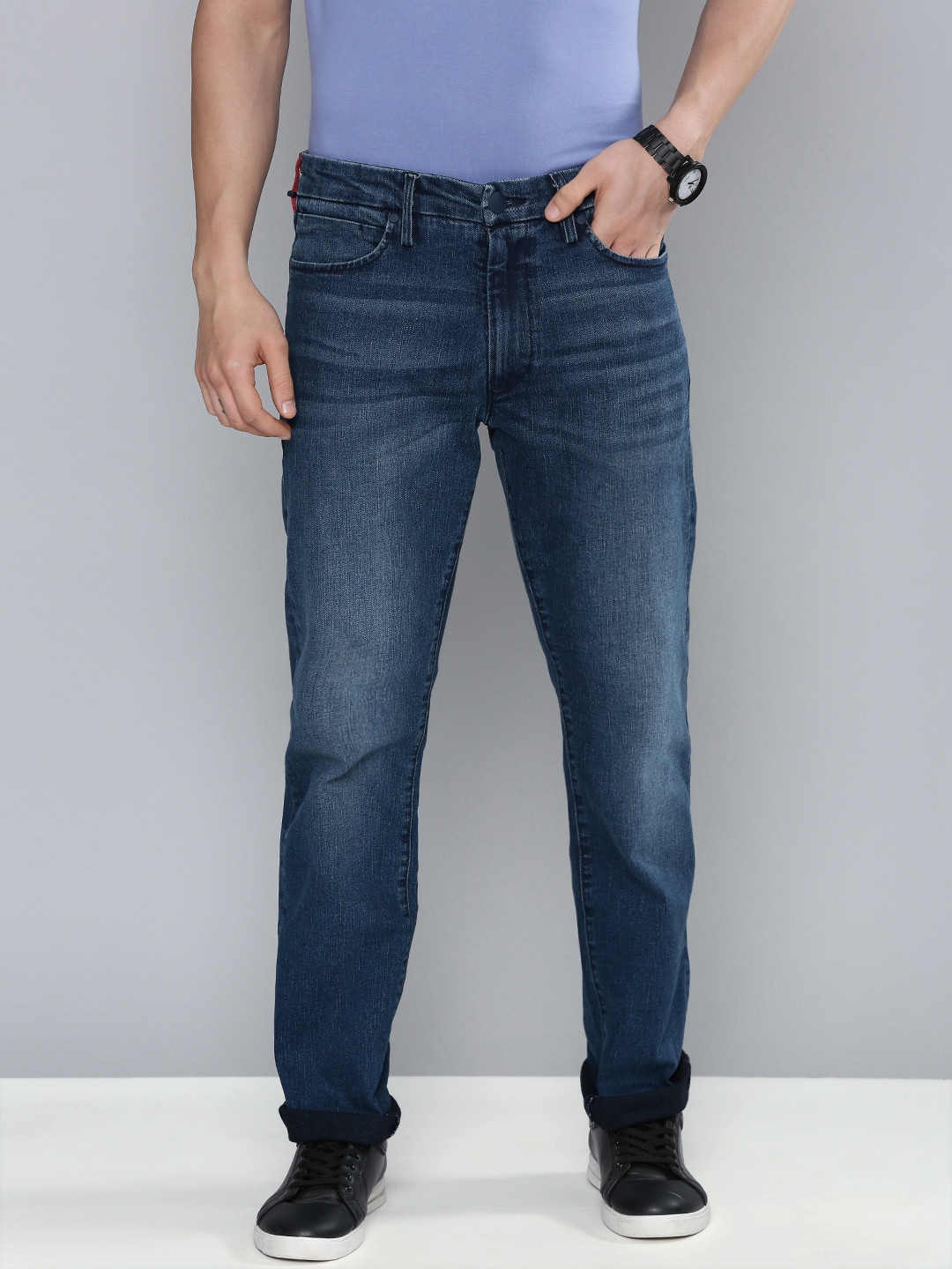 Buy Levis Men Blue 513 Slim Straight Fit Mid Rise Light Fade ...