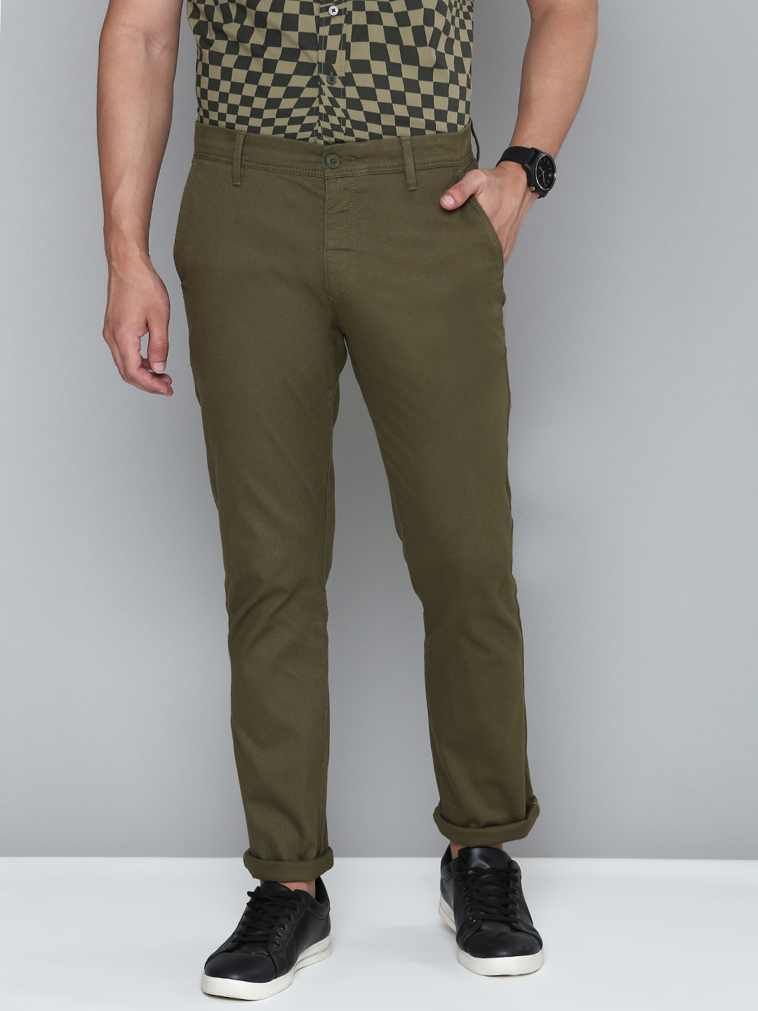 Buy Levis Men Green Textured 511 Slim Fit Chinos Trousers - Trousers ...