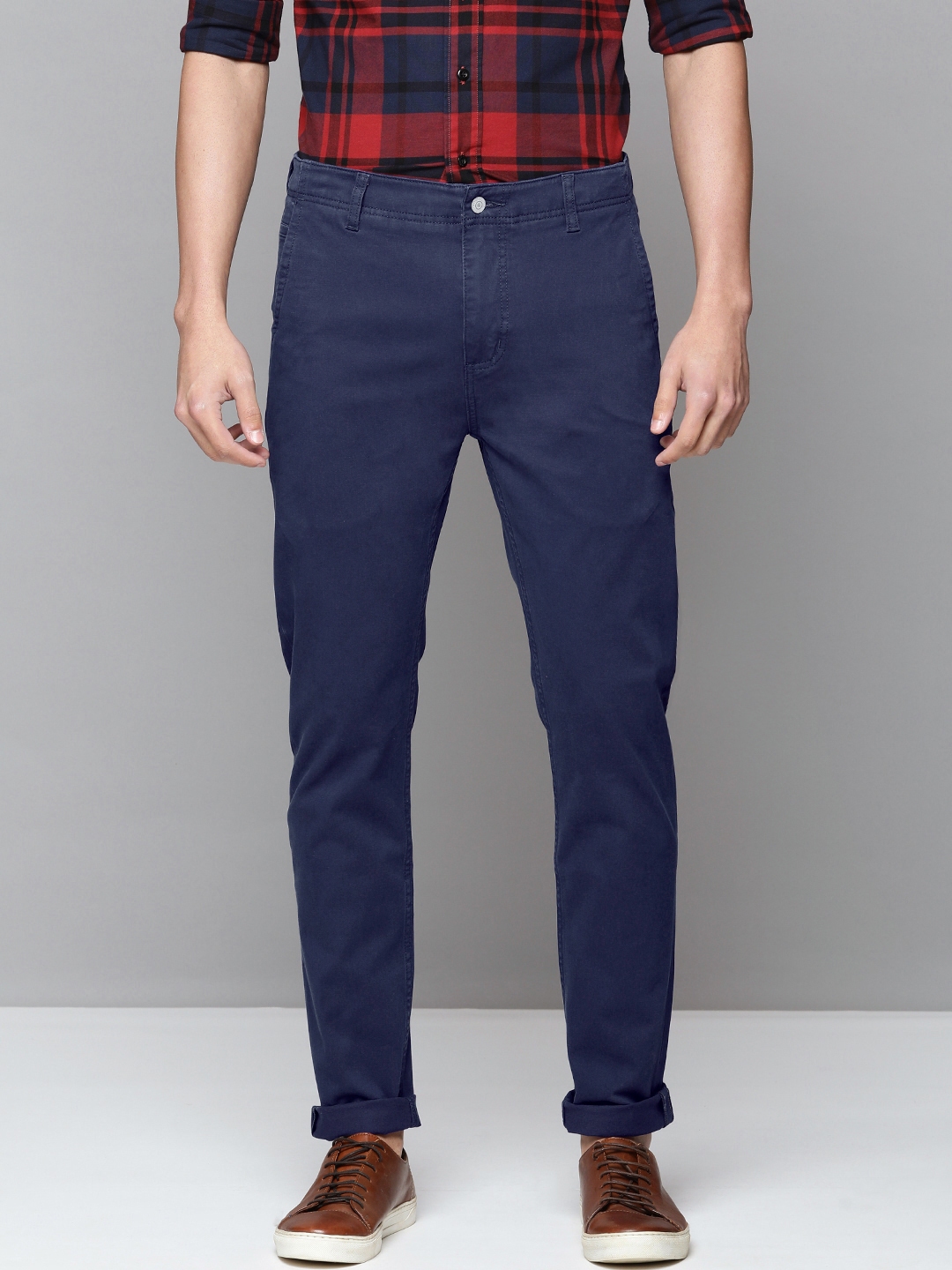 Buy Levis Men Blue Solid Slim Tapered Fit Chinos - Trousers for Men ...