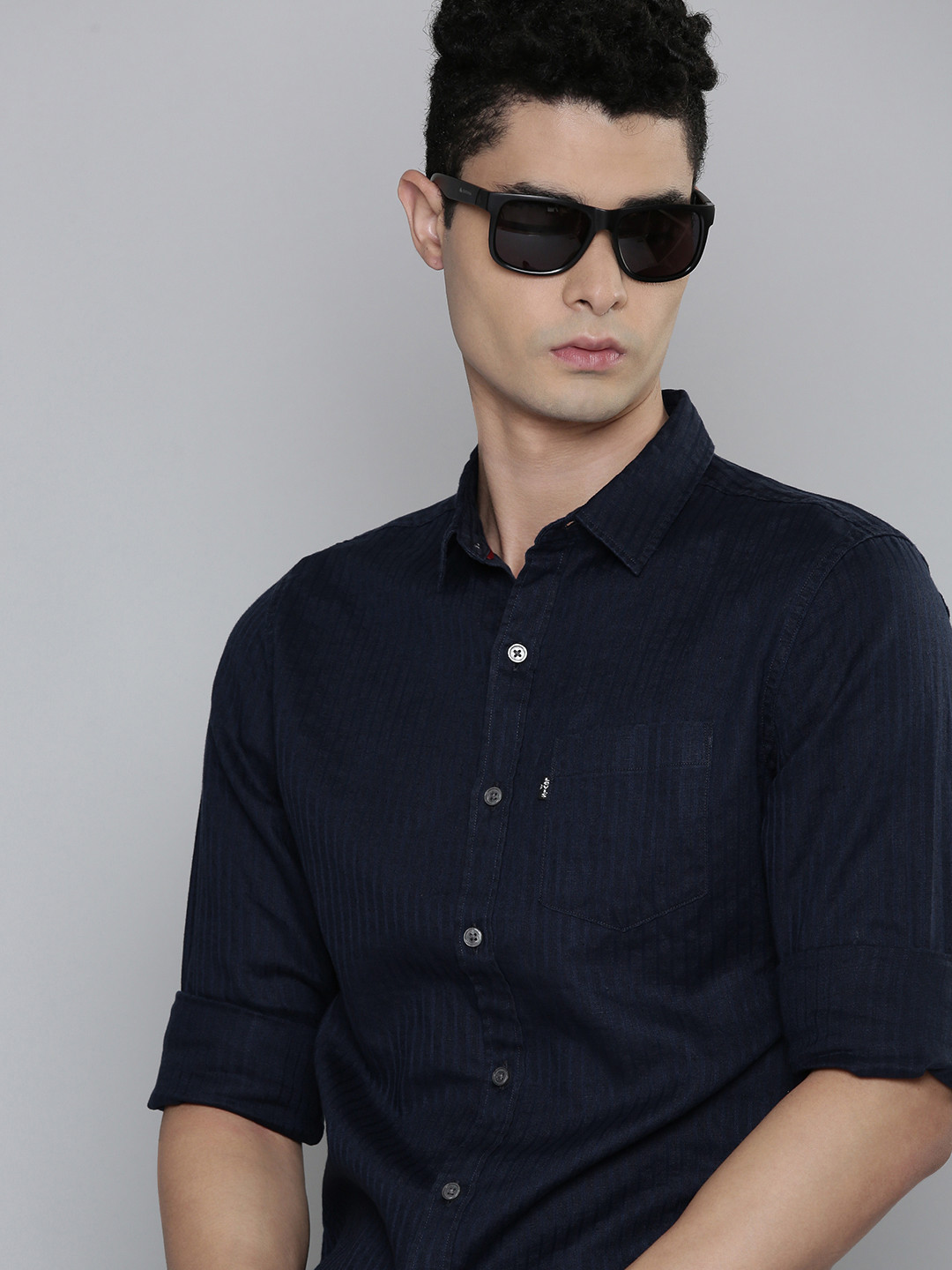 Buy Levis Men Navy Blue Slim Fit Striped Casual Shirt Shirts for Men