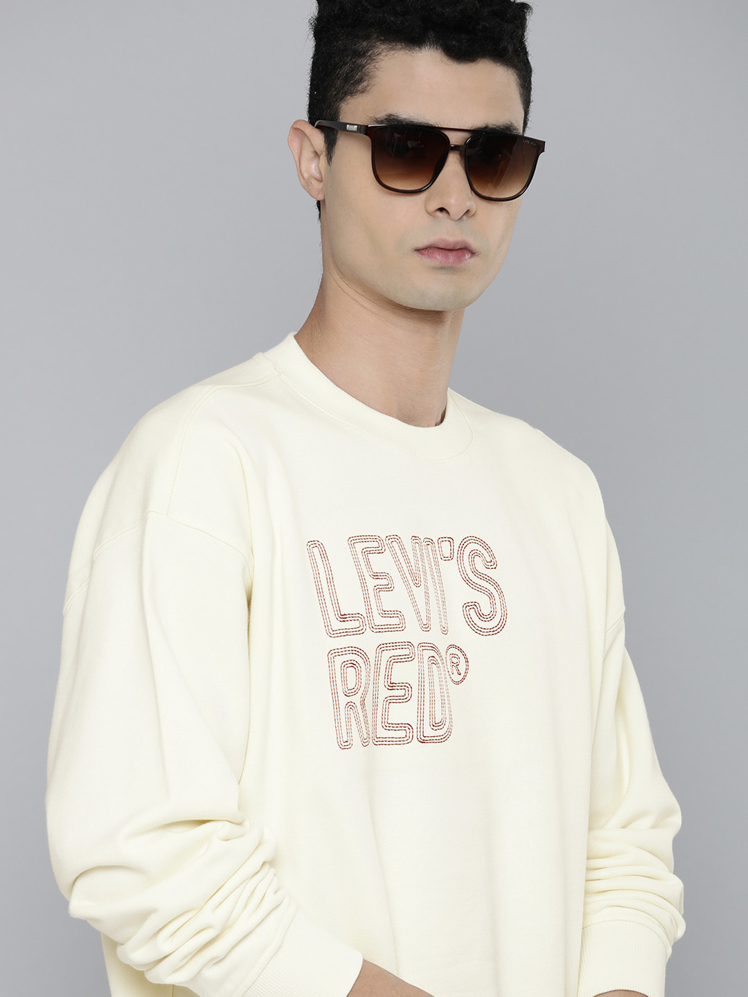 Men's Black Graphic Print Round Neck Pullover Sweatshirt