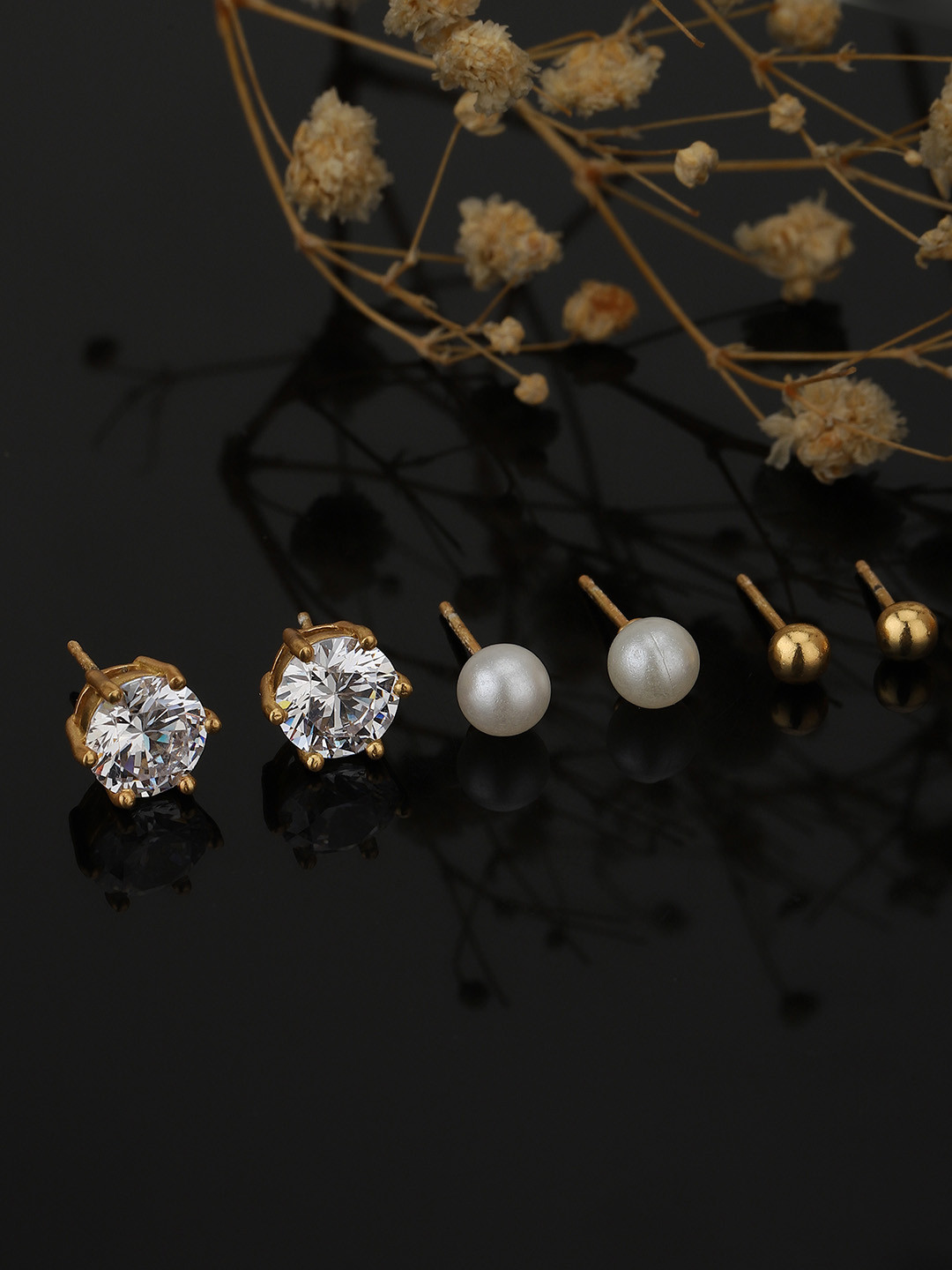 Buy Carlton London Set Of 3 Pair Stud Earring Earrings for Women