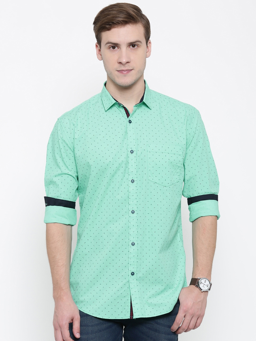 Buy Nature Casuals Men Green Slim Fit Printed Casual Shirt - Shirts for ...