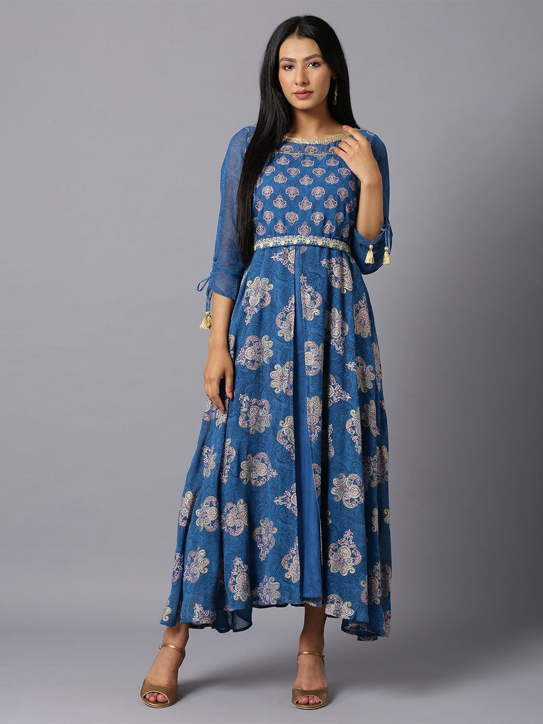 Buy AURELIA Blue Ethnic Motifs Maxi Dress - Dresses for Women 18977246 ...