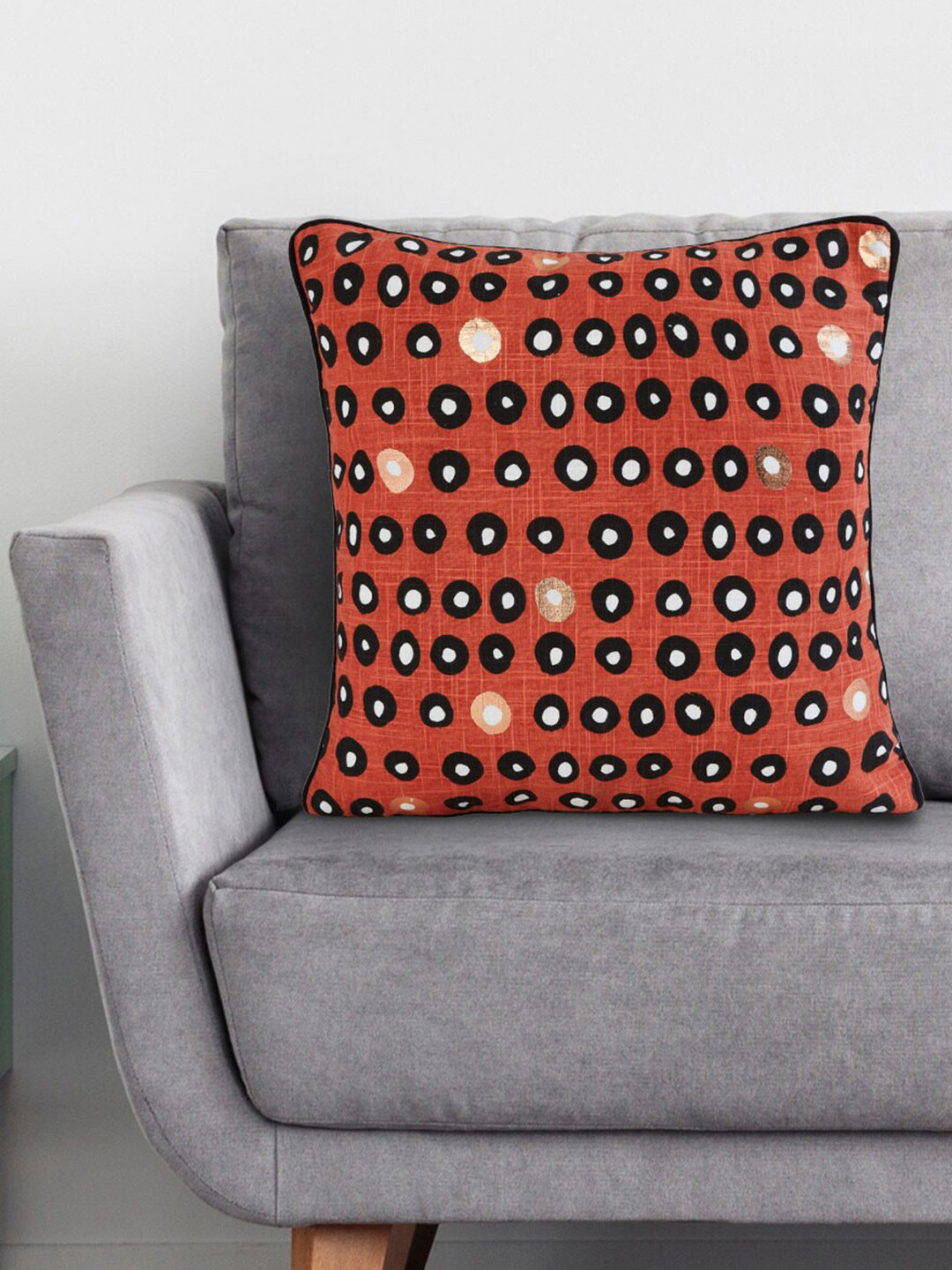 Buy Home Centre Orange & Black Abstract Printed Square Cushion Covers