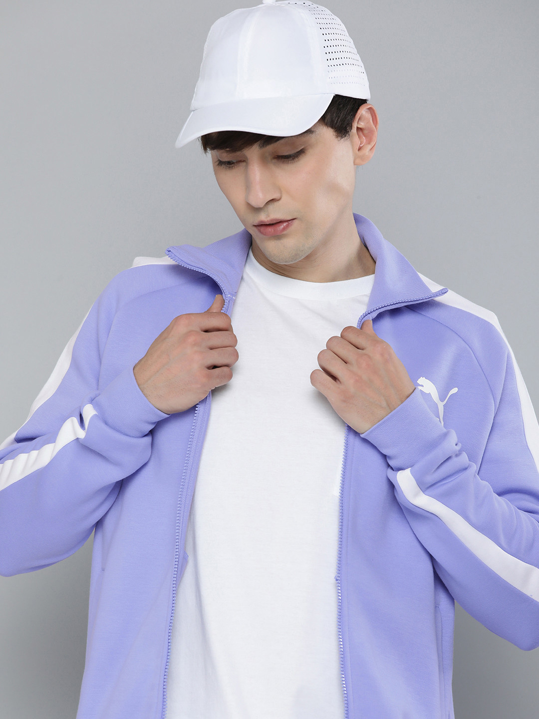 Buy Puma Men Lavender Iconic T7 Double Knit Side Striped Sporty Track Jacket Jackets for Men