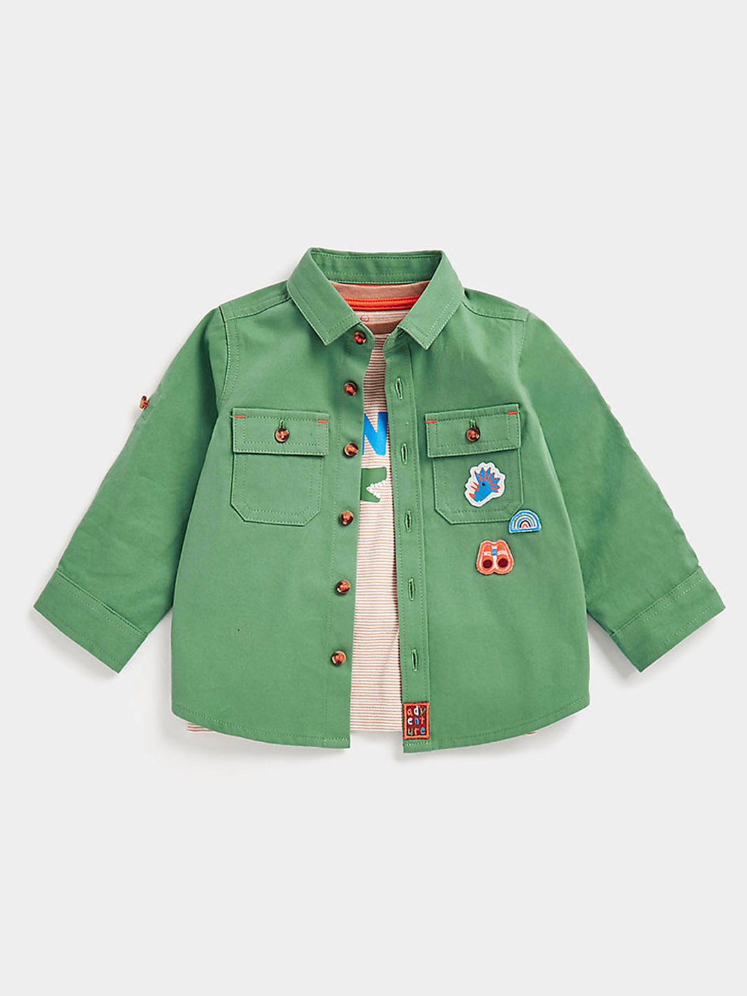 Buy Mothercare Infant Boys Green Printed Pure Cotton Casual Shirt With