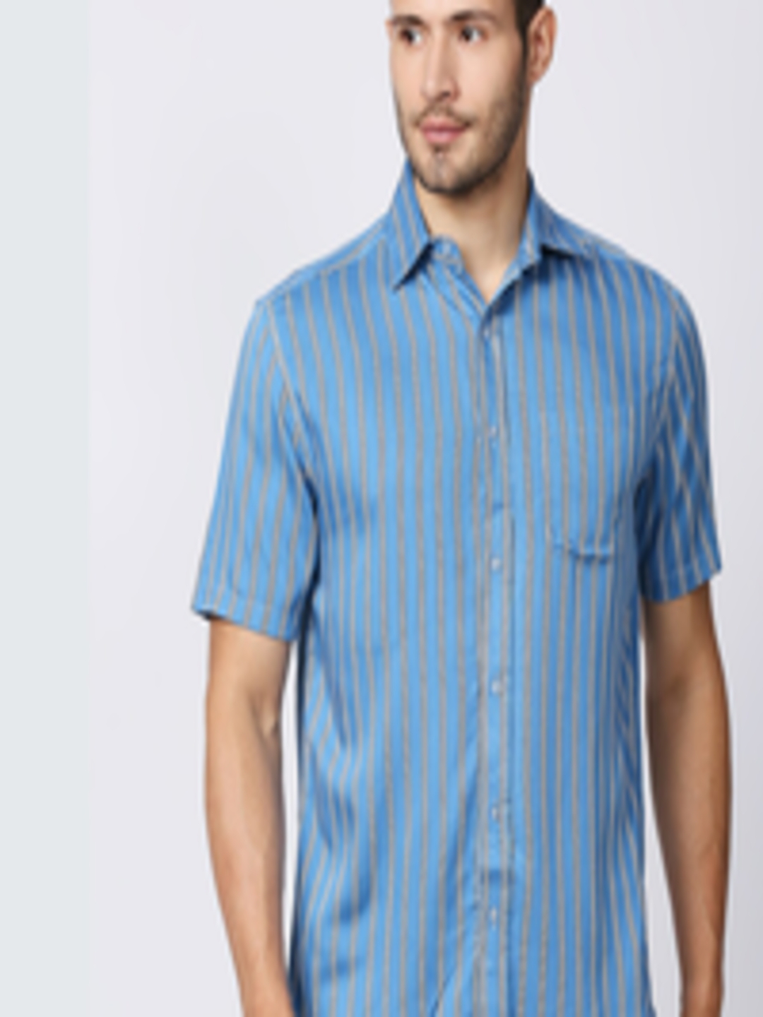 Buy MOD ECRU Men Blue Modern Striped Casual Shirt & Plus Size - Shirts ...