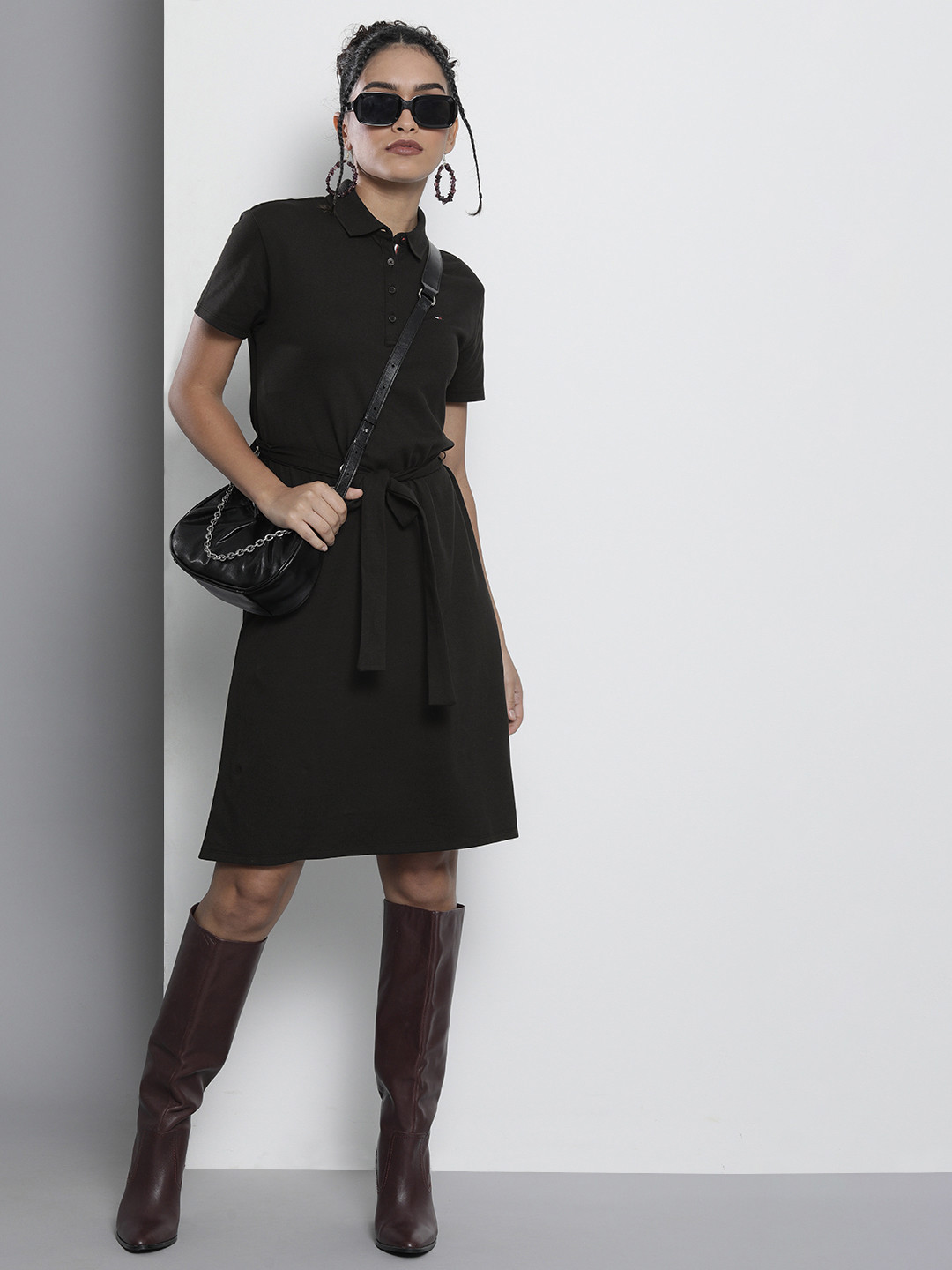 Buy Tommy Hilfiger Black Polo Collar T Shirt Dress Dresses for Women 18988560 Myntra